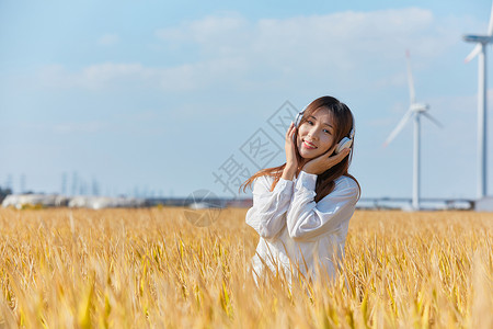 文艺清新女生听音乐高清图片