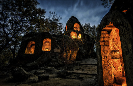 南京栖霞山栖霞寺千佛洞夜景寺庙高清图片素材