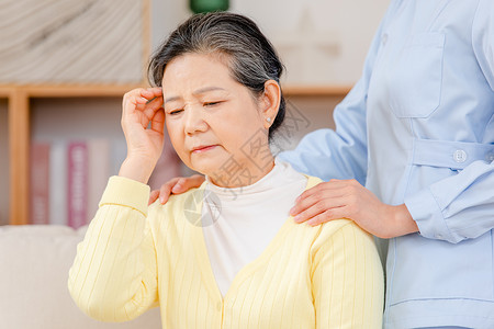 女性头痛年迈老奶奶头痛背景