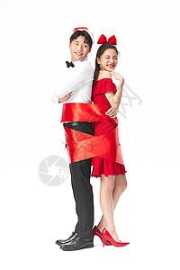 红绸带素材情侣圣诞节创意形象背景