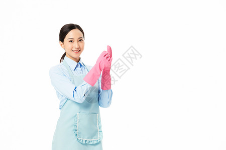家政服务女性戴手套图片素材
