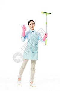 家政服务女性清洁擦拭东亚人高清图片素材