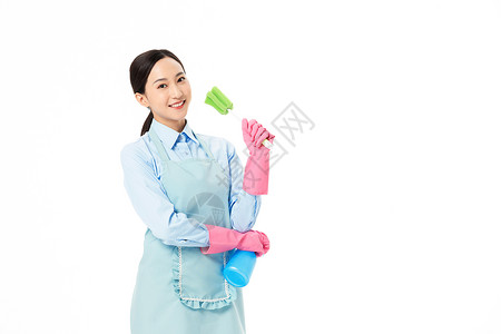 家政服务女性清洁玻璃图片素材
