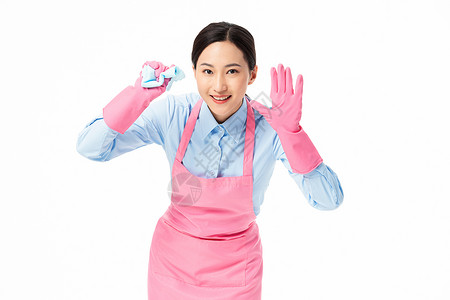 家政服务女性用毛巾清理背景图片