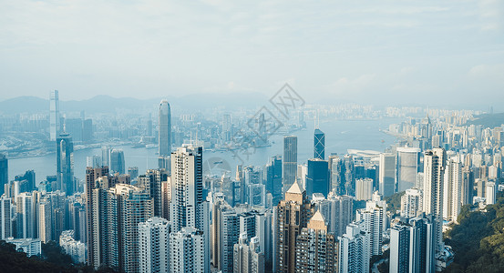 雾天朦胧香港城市雾天风光背景