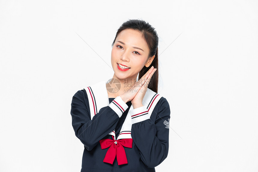  学院风大学生JK服美女形象图片