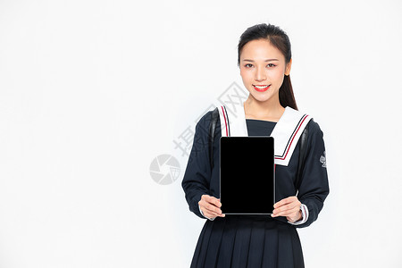 学生服学院风大学生JK服美女拿平板背景