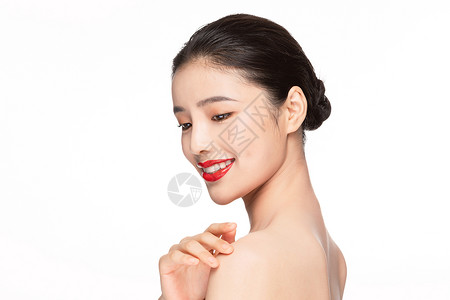 美女美容保养护肤侧脸模特高清图片素材