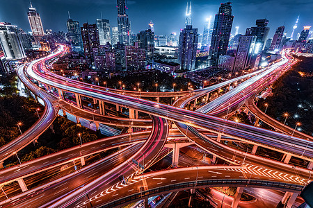 上海延安路立交桥城市夜景车流背景图片