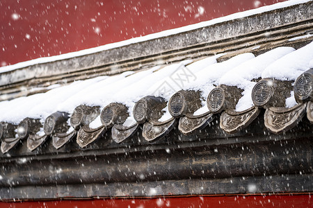 下雪的屋檐冬天屋檐高清图片