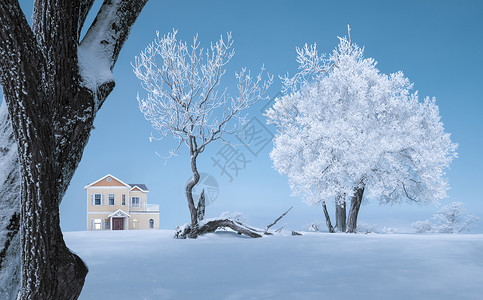 吉林黑土冰天雪地雾凇风光背景