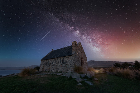 星空银河风光房子高清图片素材