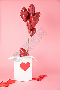 粉色背景下的情人节礼物盒图片