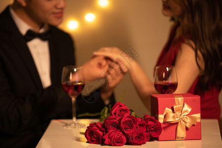 玫瑰分形情侣烛光晚餐约会背景