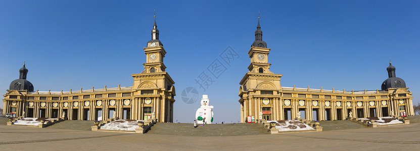 冬景建筑冬天的哈尔滨音乐长廊背景