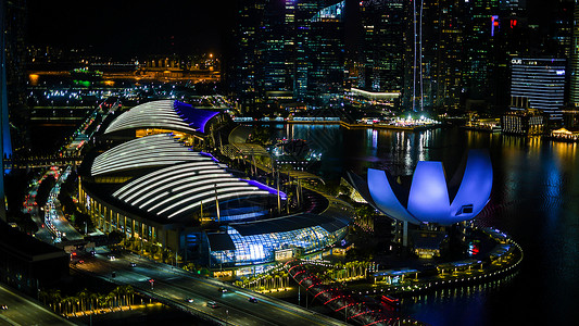 新加坡城市夜景背景图片