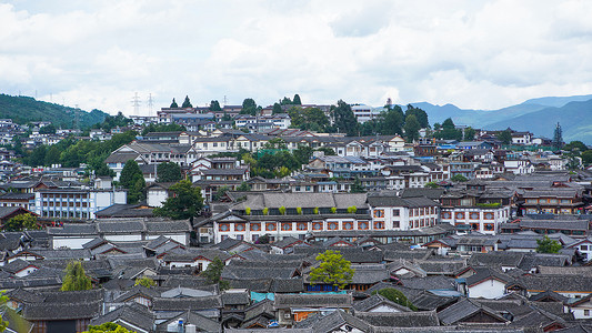 丽江古城全景5A景区高清图片素材