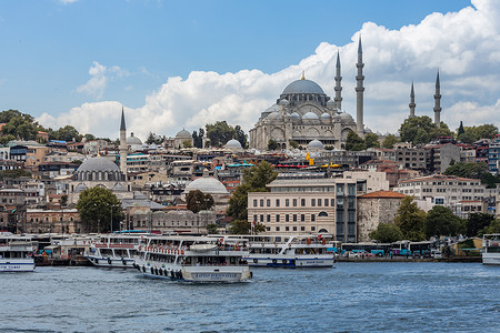 欧亚的欧洲旅游名城土耳其首都伊斯坦布尔城市建筑风光背景