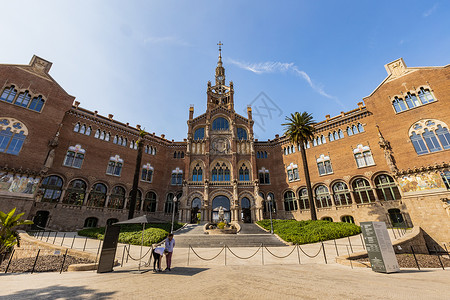 巴塞罗那著名旅游景点圣十字保罗医院背景