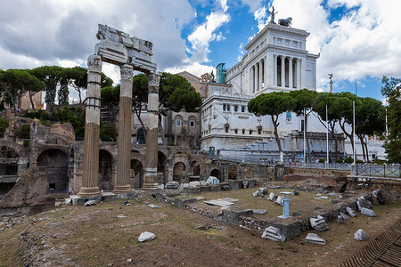文化柱意大利首都罗马历史古迹图拉真柱背景