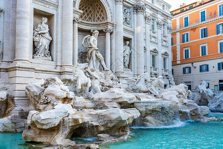 意大利喷泉罗马著名旅游景点许愿池特雷维喷泉背景