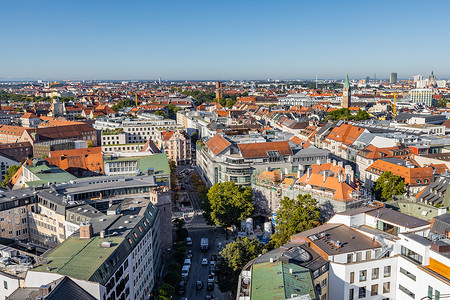 德国慕尼黑德国著名旅游城市慕尼黑城市建筑风光城市天际线背景