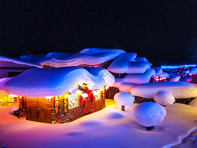 黑龙江雪乡雪景背景图片
