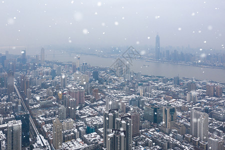 武汉汉口冬天雪景城市高清图片素材