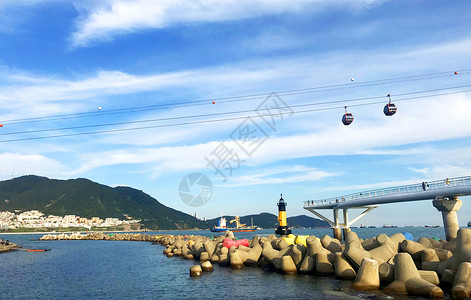 韩国釜山松岛天空步道背景图片