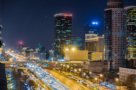 北京国贸桥夜景背景图片