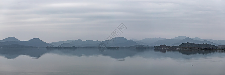 西湖山水画杭州西湖山水风景长图背景