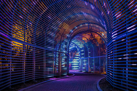 光隧道正月十五灯会灯带路高清图片