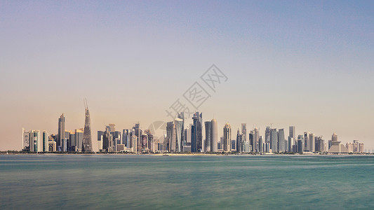 卡塔尔多哈海湾建筑群背景图片