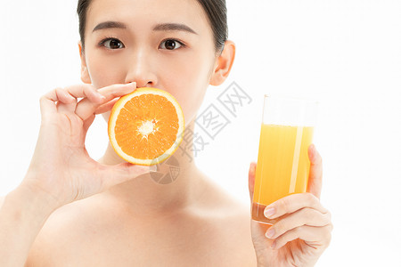 健康少女与橙子图片