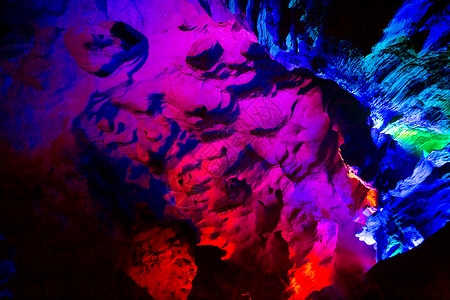 五彩斑斓的溶洞景色背景图片