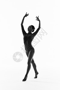 女孩黑白年轻女运动员艺术体操动作展示背景