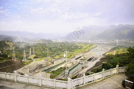 三峡风光三峡双线五级船闸背景