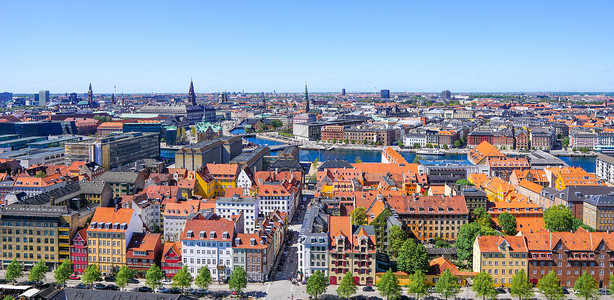 夏季哥本哈根城市天际线高清图片