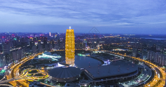 冷冻区河南郑州郑东新区夜景背景