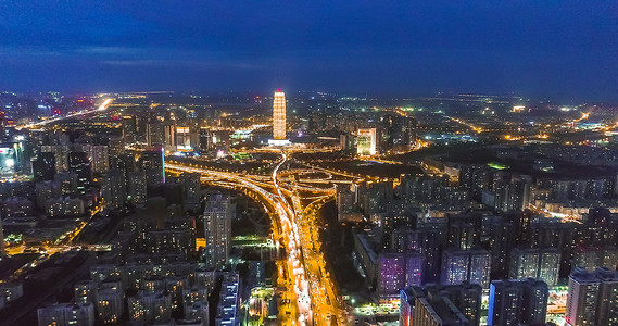 郑州港区河南郑州郑东新区夜景背景