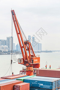 港口物流运输货柜龙门架码头高清图片素材