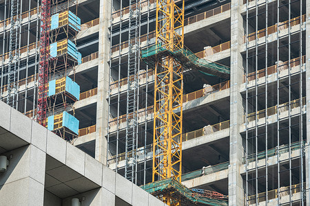 高层建筑施工特写改造高清图片素材