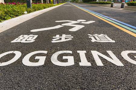 分流小区公园户外人行跑步道背景