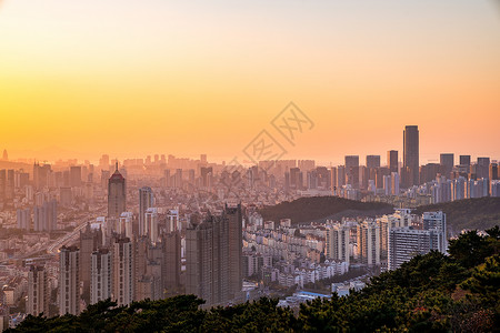 沿海地区山东青岛夕阳背景