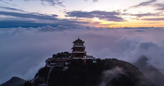 王屋山云海夕阳天上云高清图片