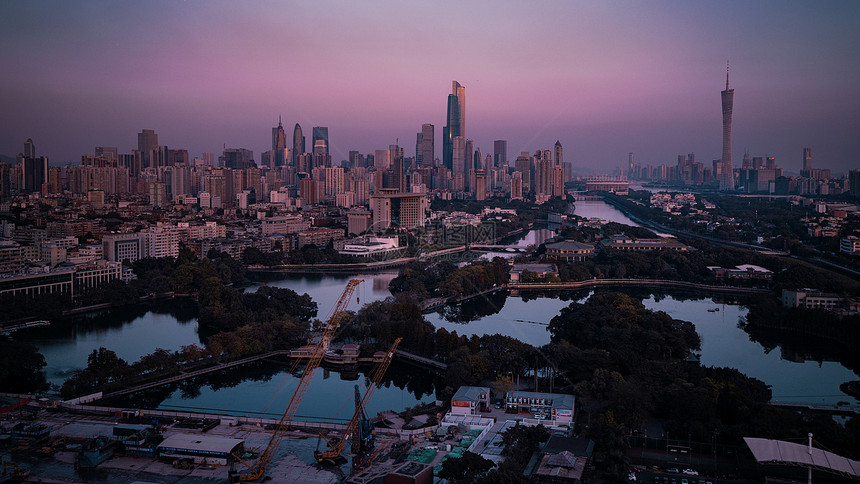 广州东湖傍晚晚霞图片