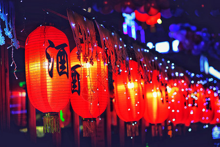 西安春节酒家灯笼特写图片