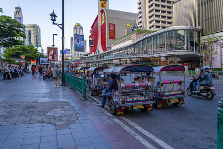 泰国首都泰国曼谷三轮车背景