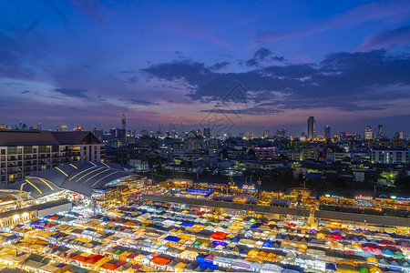 曼谷市场泰国首都曼谷夜市拉查达夜市背景