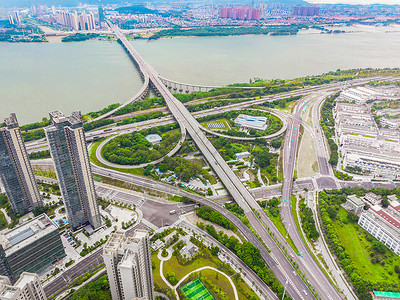 福州跨江大桥航拍背景图片